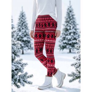 🔸️Apt 9 Red & Black Holiday Gingerbread Print Leggings Medium